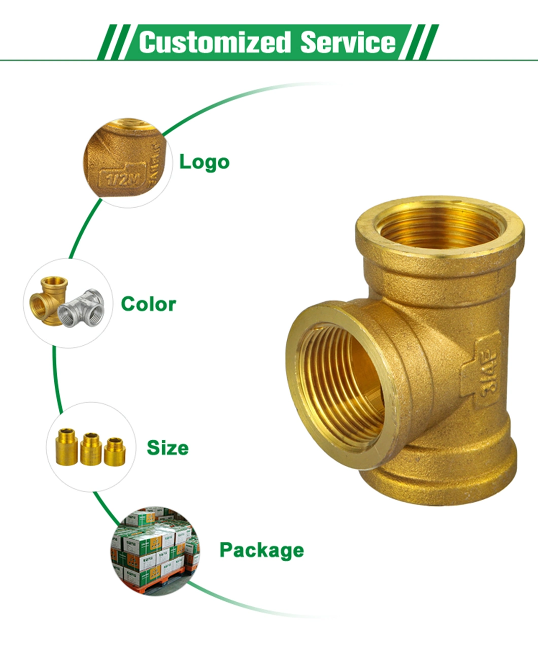 Ifan Full Size Thread Brass Plumbing Fitting Tee Pn25 Brass Fitting