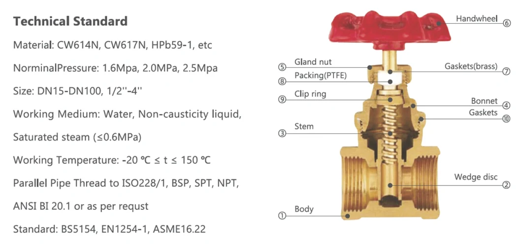 Bmag Vanne D&prime; Arr&ecirc; T Laiton &agrave; Volant/Forged Brass Gate Valve with Cast Iron Handwheel