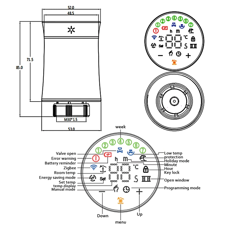 Wireless Programmable Smart Tuya Zigbee WiFi Automatic Heating Trv Thermostatic Radiator Valve